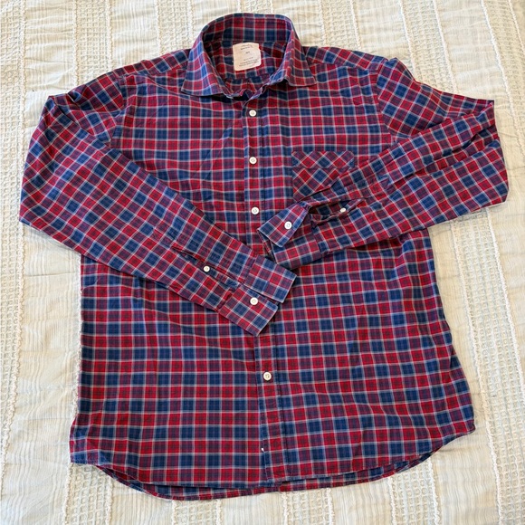 Billy Reid Heirloom Men’s Long Sleeve Red White Blue Plaid Button Down Shirt16.5 - Picture 3 of 8